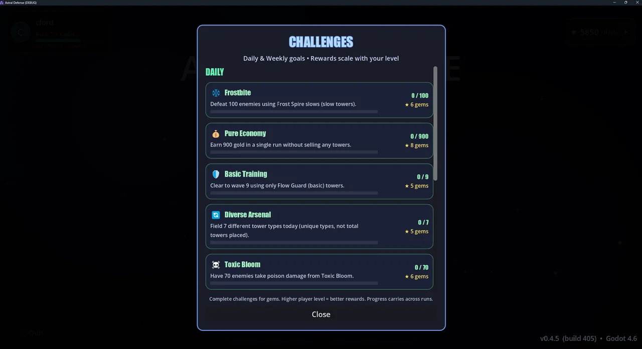 Daily & weekly challenges