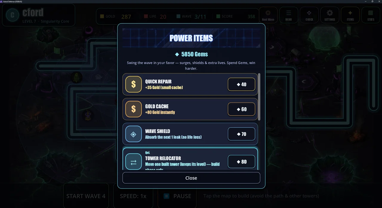 Power items
